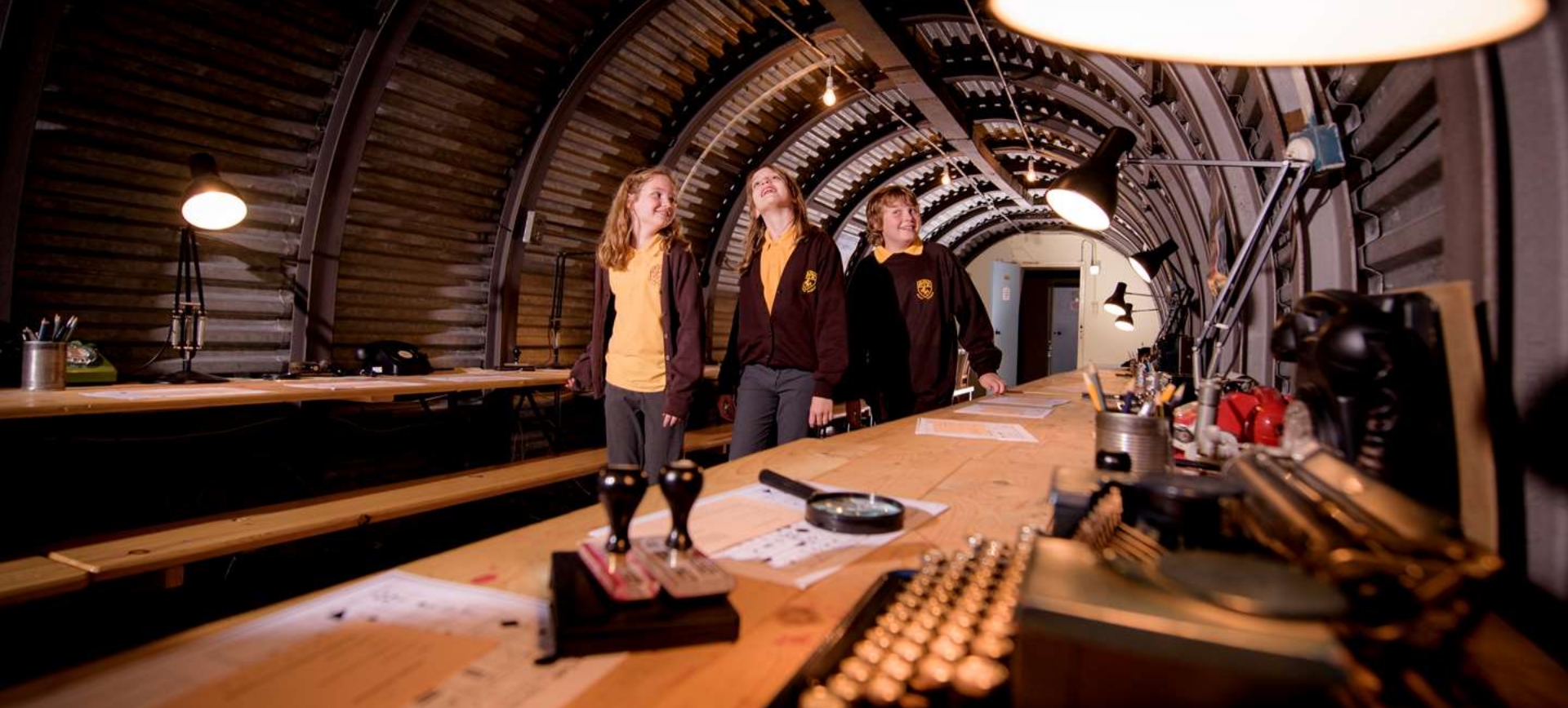 School children at an exhibit